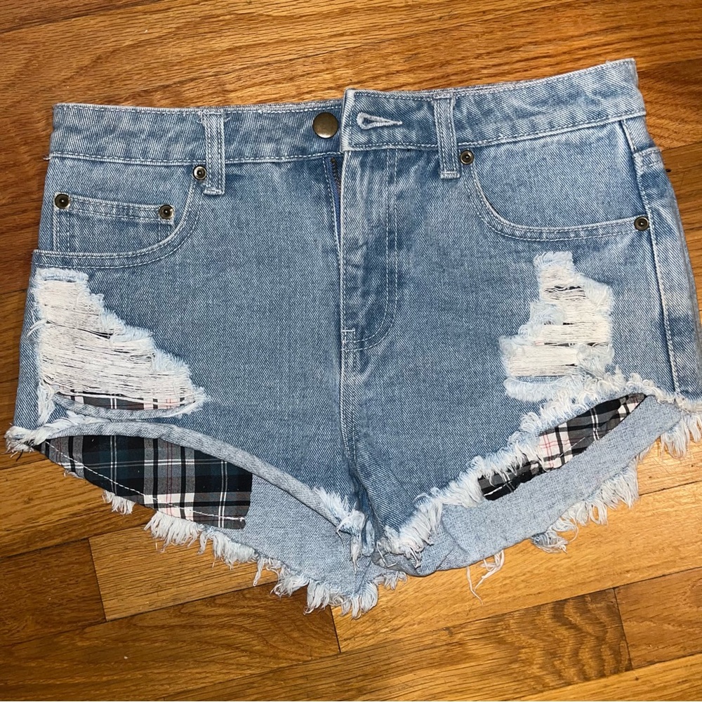 Flannel Pocket Jean Shorts